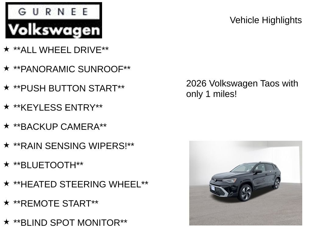 New 2026 Volkswagen Taos SE AWD/4WD image 7