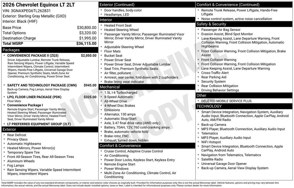 Used 2026 Chevrolet Equinox LT w/ Convenience Package II AWD/4WD image 36