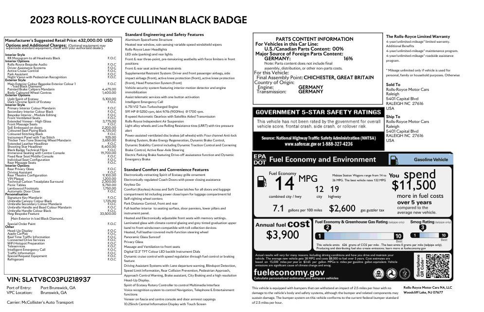Certified 2023 Rolls-Royce Cullinan Black Badge w/ Driver's Package image 29