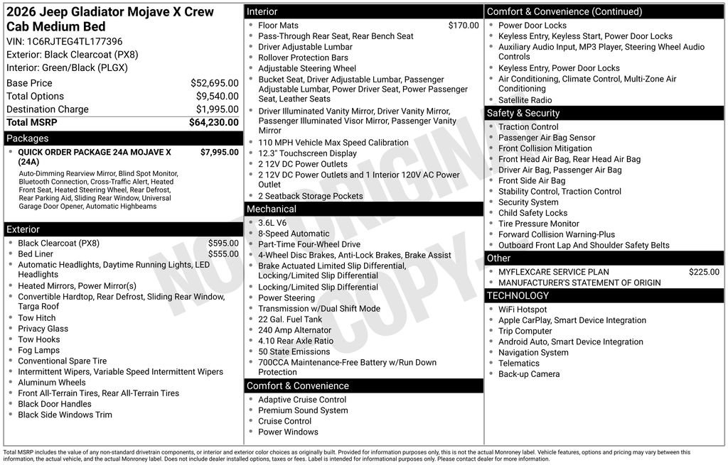 New 2026 Jeep Gladiator Mojave AWD/4WD image 9