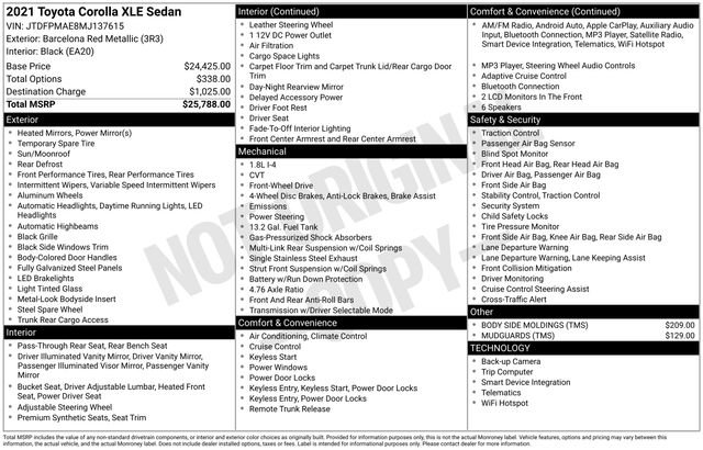Certified 2021 Toyota Corolla XLE image 35