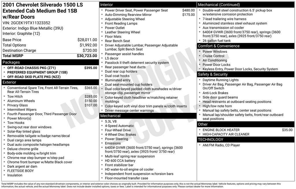 Used 2001 Chevrolet Silverado 1500 LS w/ Off-Road Chassis Pkg AWD/4WD image 31