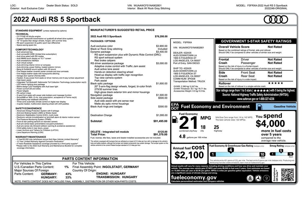 Used 2022 Audi RS 5 Sportback image 4