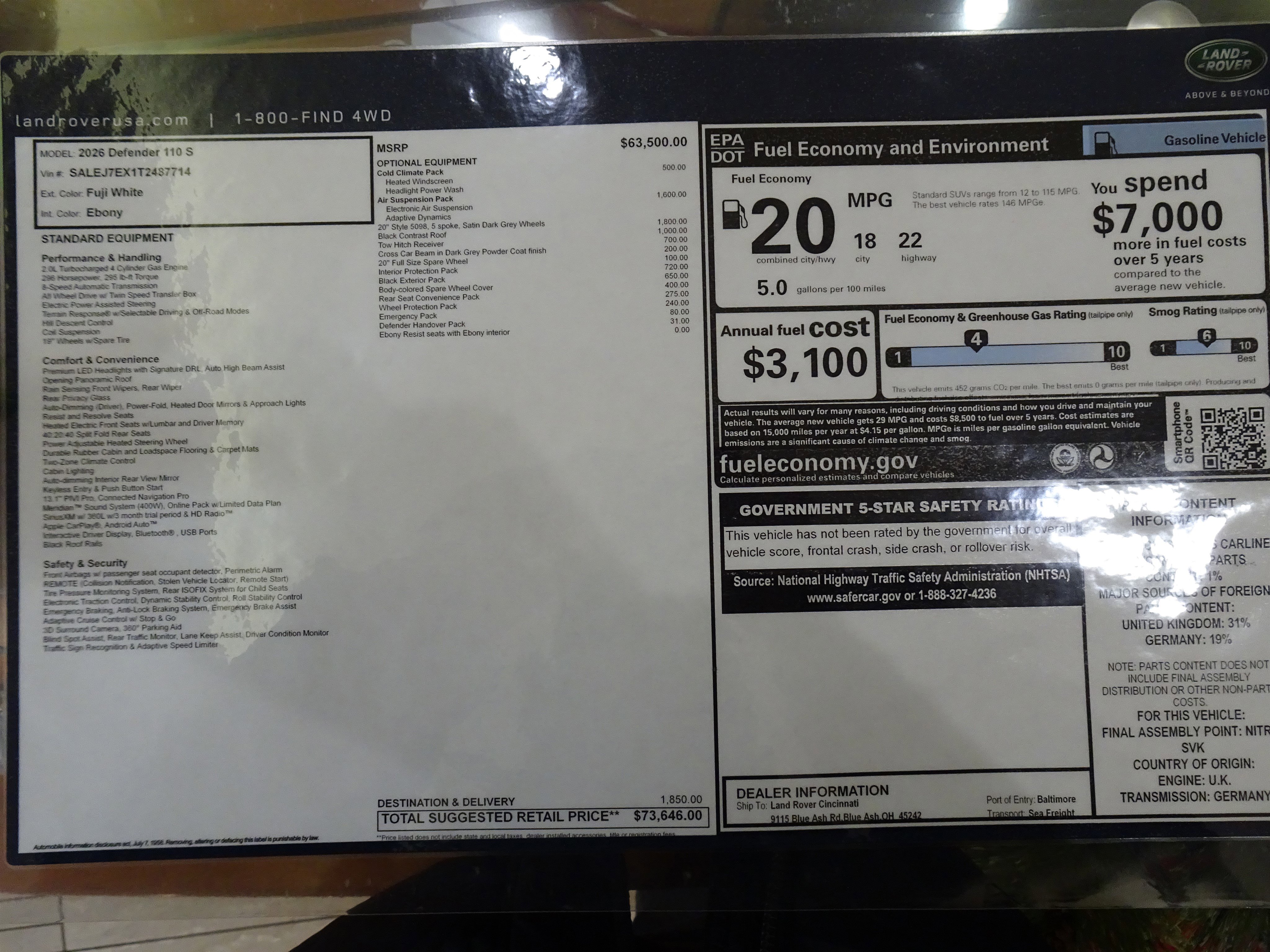 New 2026 Land Rover Defender 110 S image 6