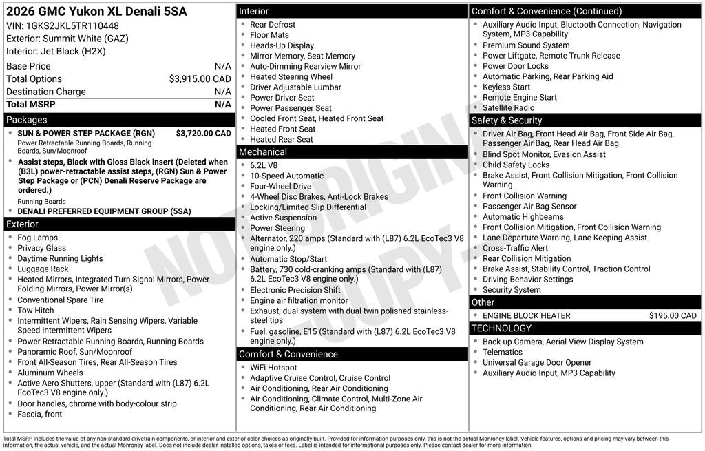 Used 2026 GMC Yukon XL Denali w/ Sun & Power Step Package AWD/4WD image 9
