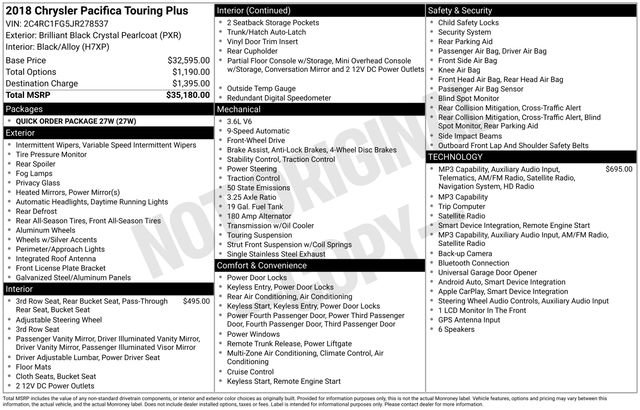 Used 2018 Chrysler Pacifica Touring Plus FWD image 5