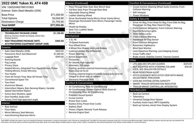Used 2022 GMC Yukon XL AT4 w/ Technology Package AWD/4WD image 42