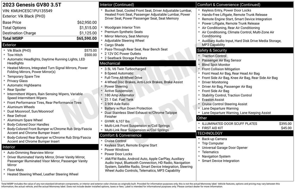 Used 2023 Genesis GV80 3.5T image 37