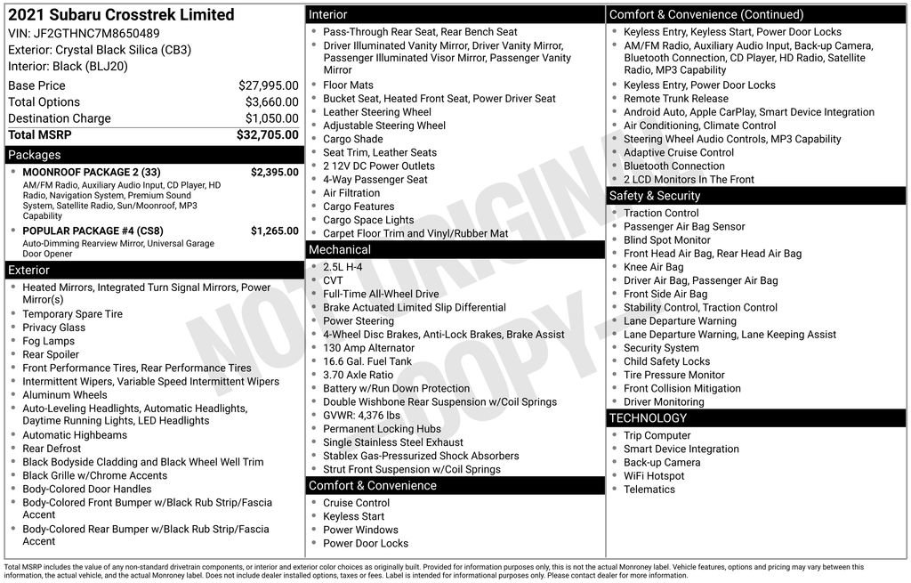 Used 2021 Subaru Crosstrek 2.5i Limited w/ Moonroof Package 2 image 3