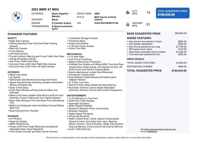 Used 2022 BMW X7 M50i image 2
