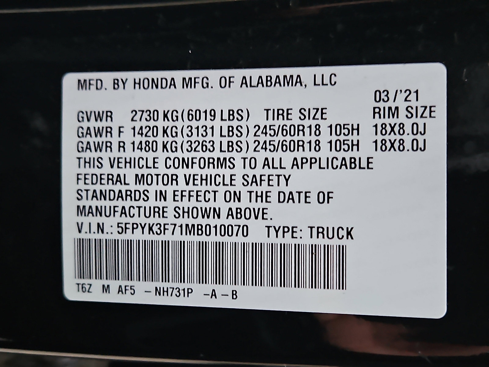 Certified 2021 Honda Ridgeline RTL-E image 31