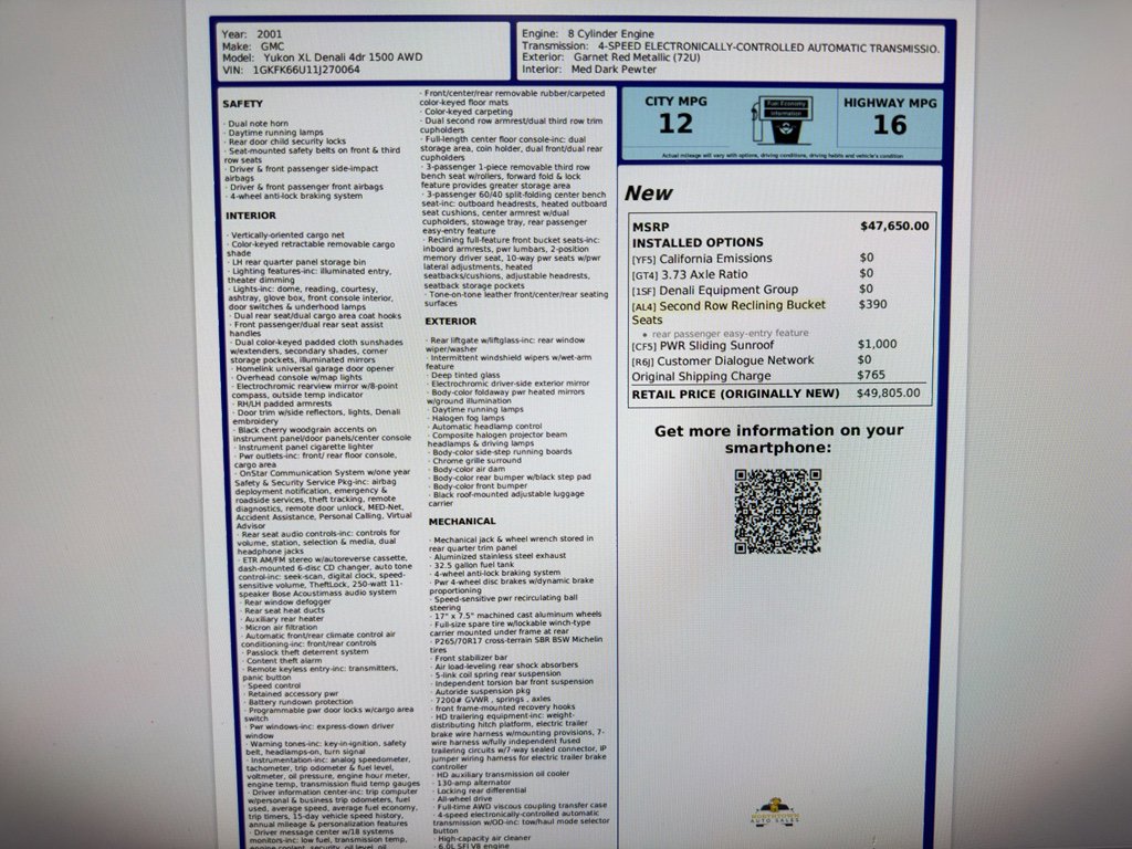 Used 2001 GMC Yukon XL Denali image 22