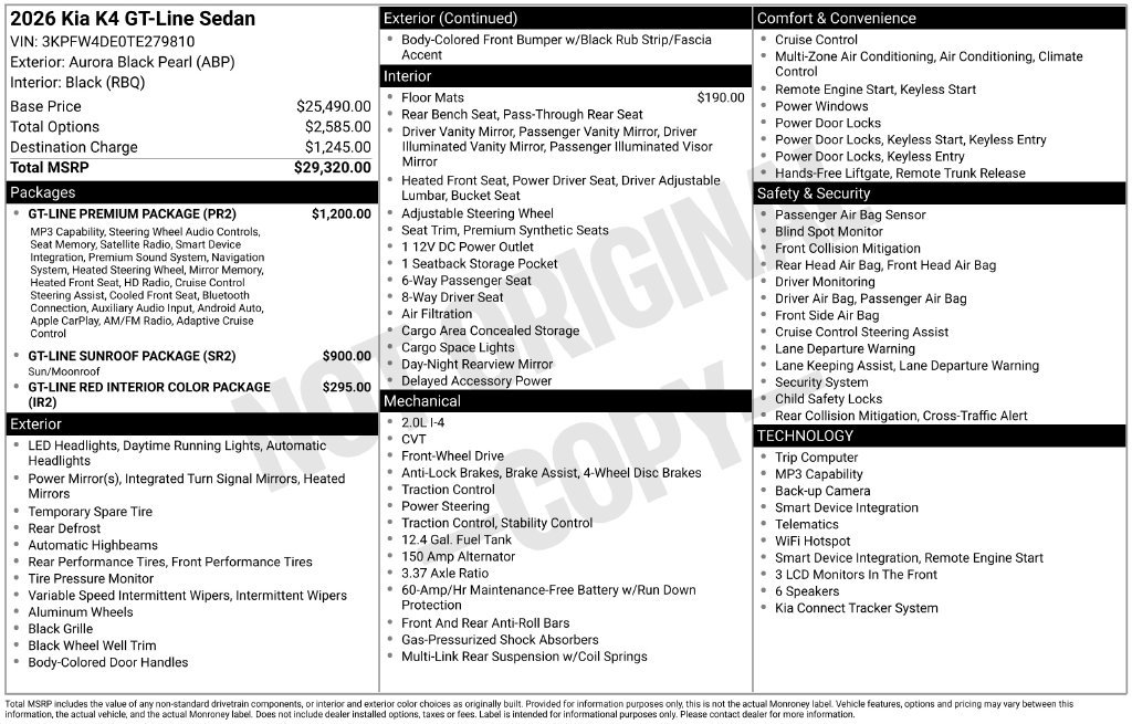 Used 2026 Kia K4 EX w/ GT-Line Premium Package FWD image 4
