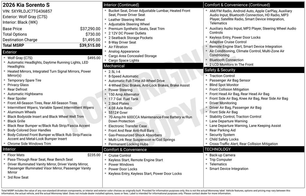 Certified 2026 Kia Sorento S AWD/4WD image 7