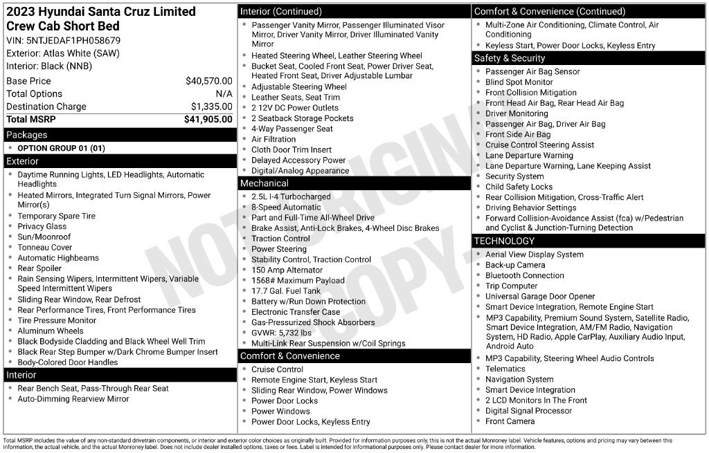 Certified 2023 Hyundai Santa Cruz Limited AWD/4WD image 13