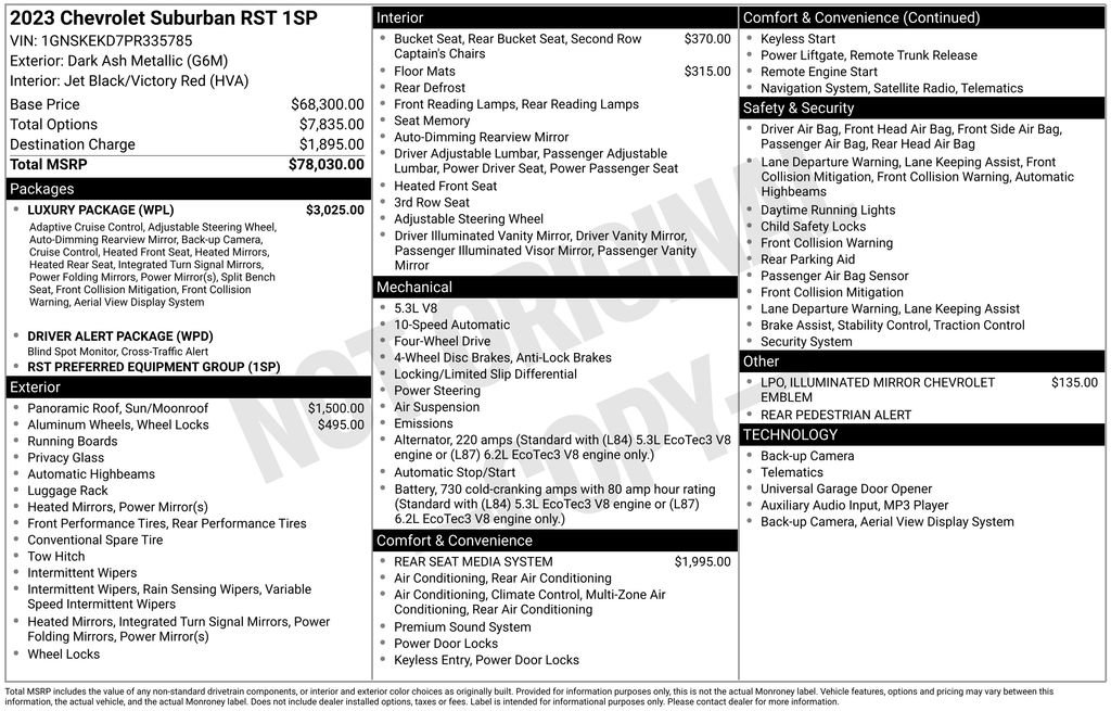 Used 2023 Chevrolet Suburban RST w/ Luxury Package image 10