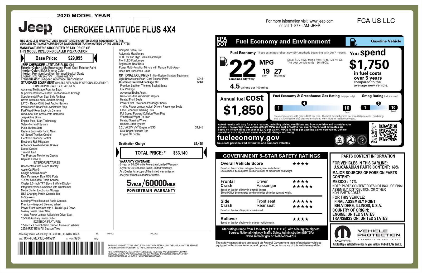 Used 2020 Jeep Cherokee Latitude Lux w/ Quick Order Package 26H Lux AWD/4WD image 58