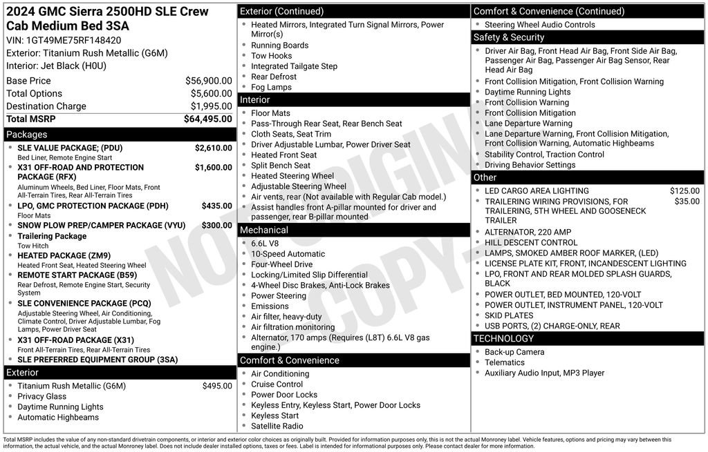 Used 2024 GMC Sierra 2500 SLE w/ SLE Value Package; image 39