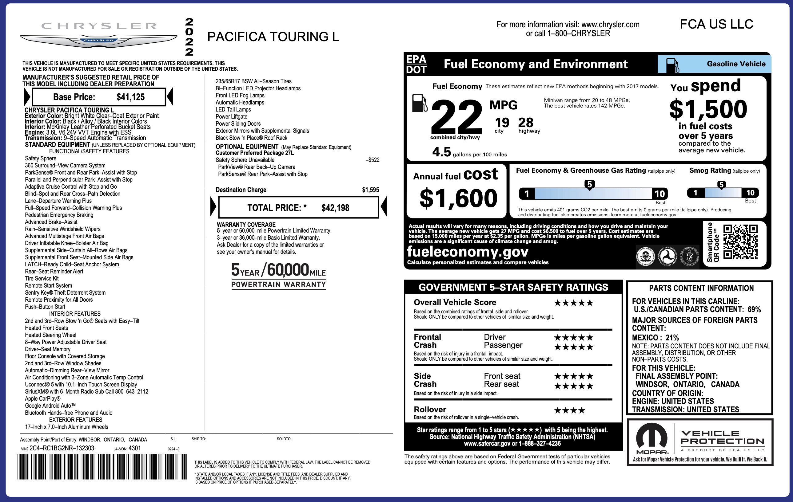 Used 2022 Chrysler Pacifica Touring-L FWD image 4