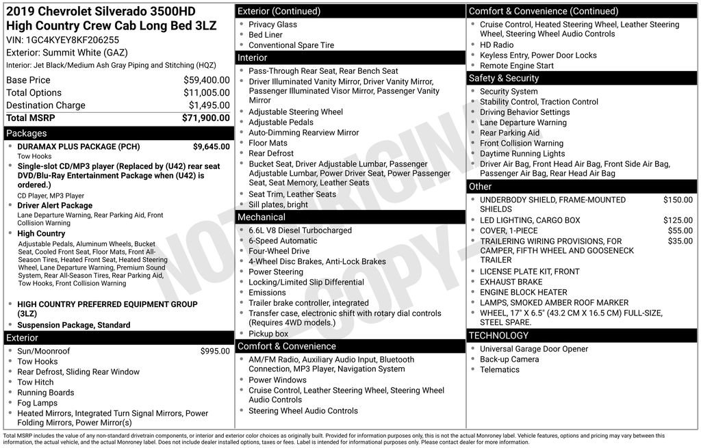 Used 2019 Chevrolet Silverado 3500 High Country w/ Duramax Plus Package image 4