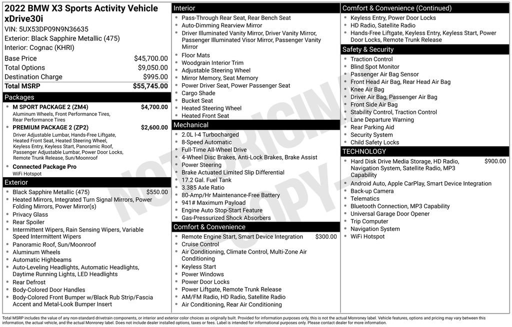 Used 2022 BMW X3 xDrive30i w/ M Sport Package 2 image 32