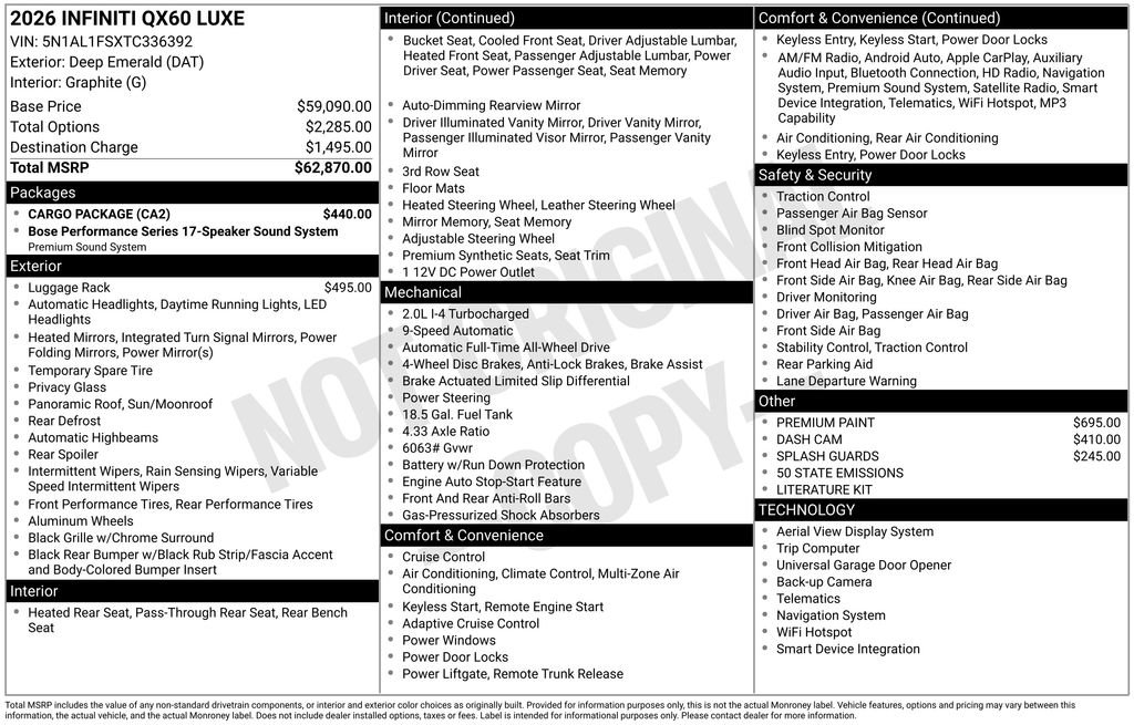 New 2026 INFINITI QX60 Luxe w/ Cargo Package image 24