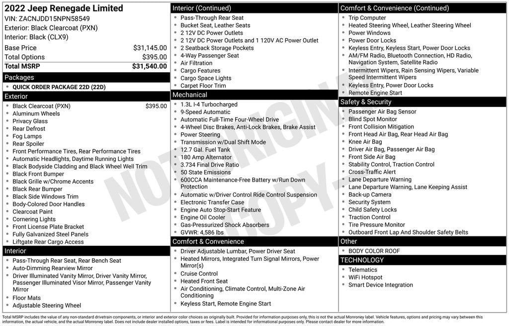 Used 2022 Jeep Renegade Limited image 35