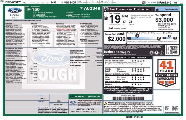 Used 2019 Ford F150 Platinum w/ Equipment Group 701A Luxury image 52