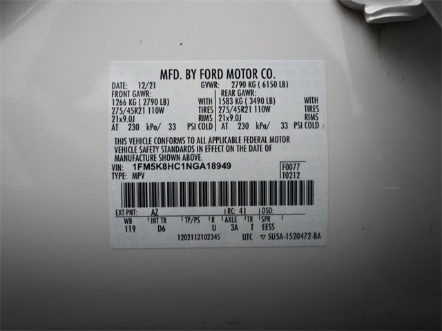 Certified 2022 Ford Explorer Platinum w/ Equipment Group 601A image 36