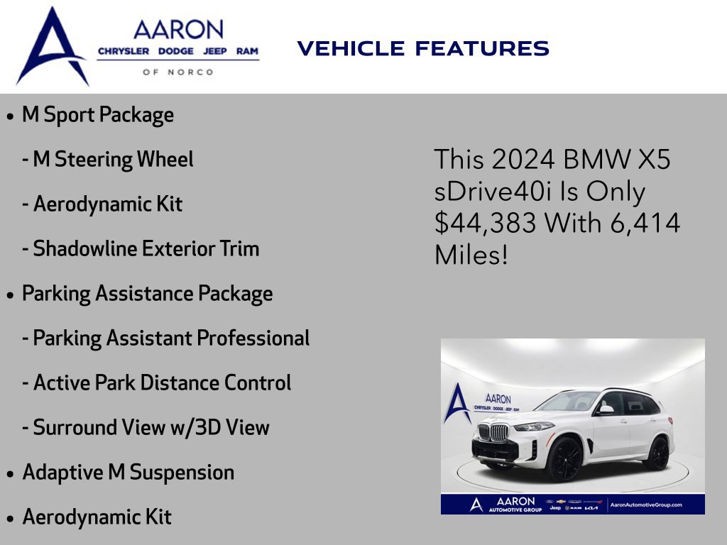 Used 2024 BMW X5 sDrive40i w/ M Sport Package RWD image 10