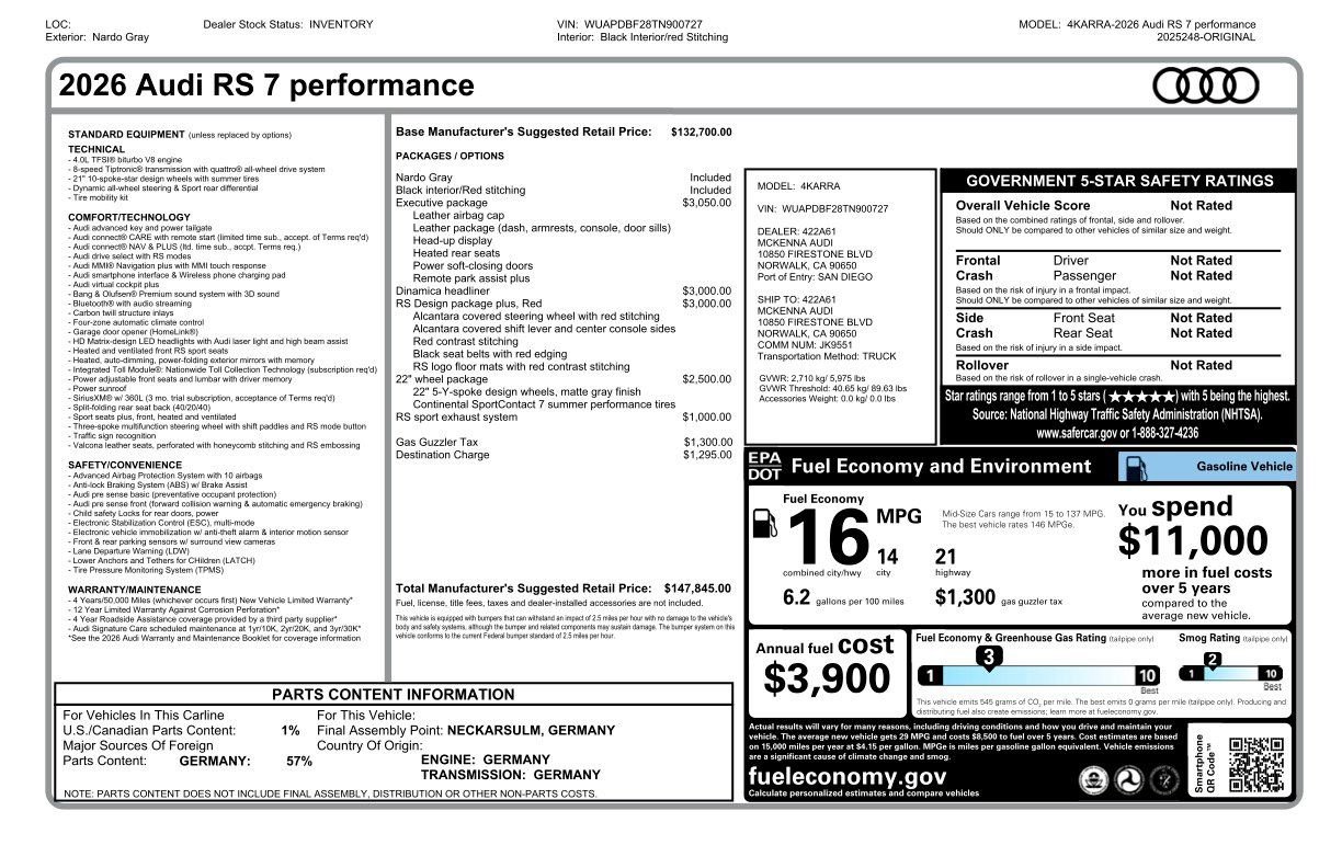 New 2026 Audi RS 7 Performance image 13