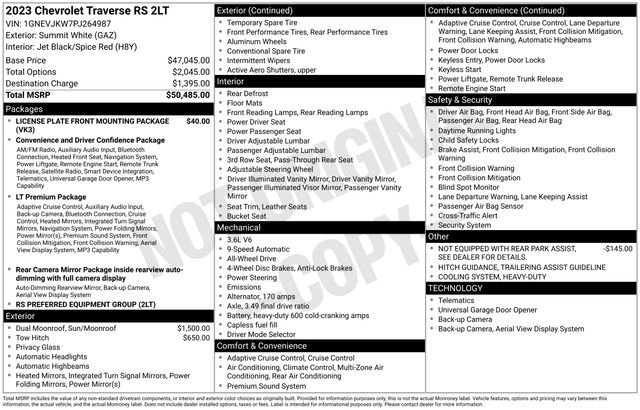 Certified 2023 Chevrolet Traverse RS AWD/4WD image 33