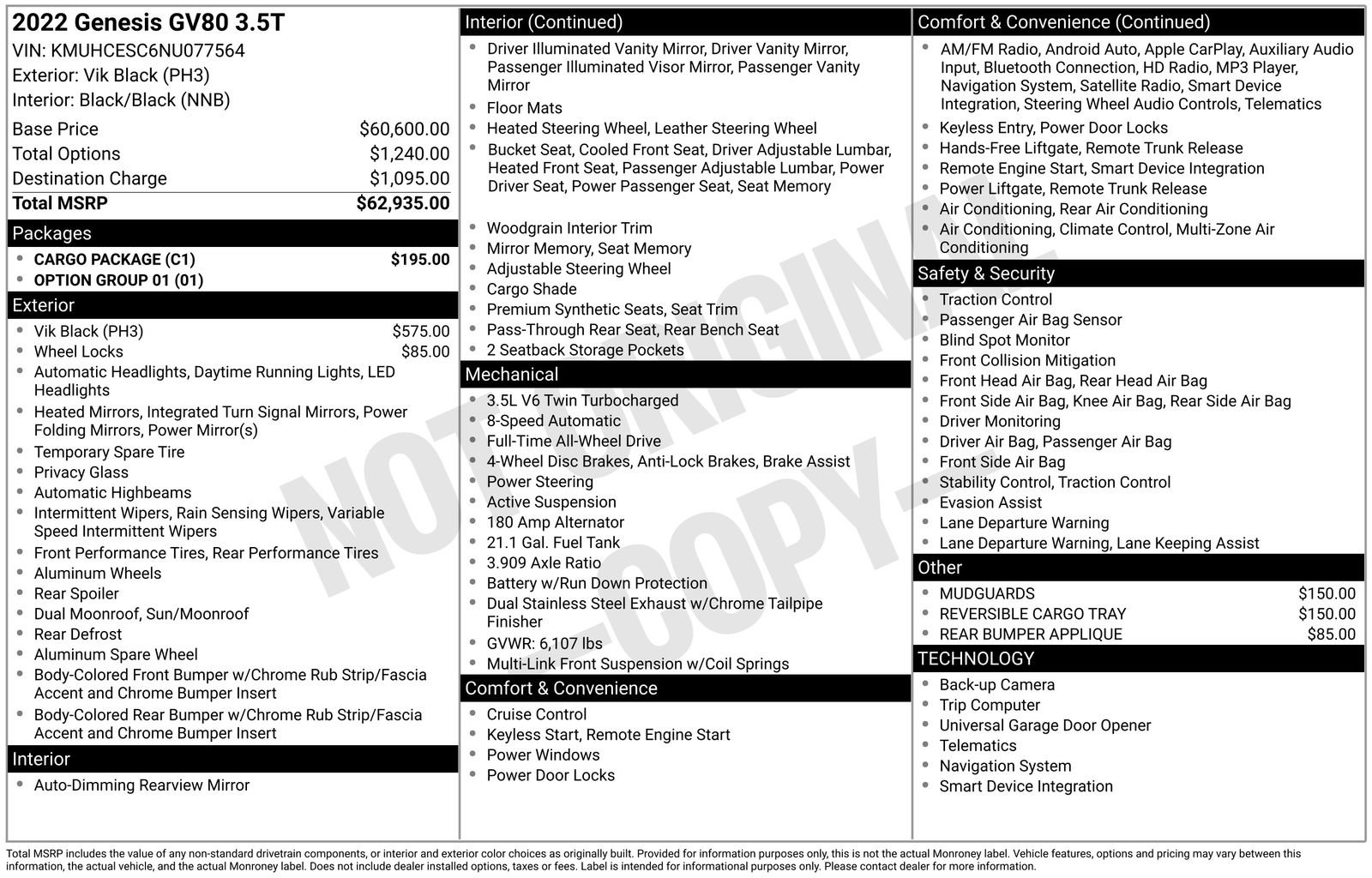 Used 2022 Genesis GV80 3.5T w/ Cargo Package image 34