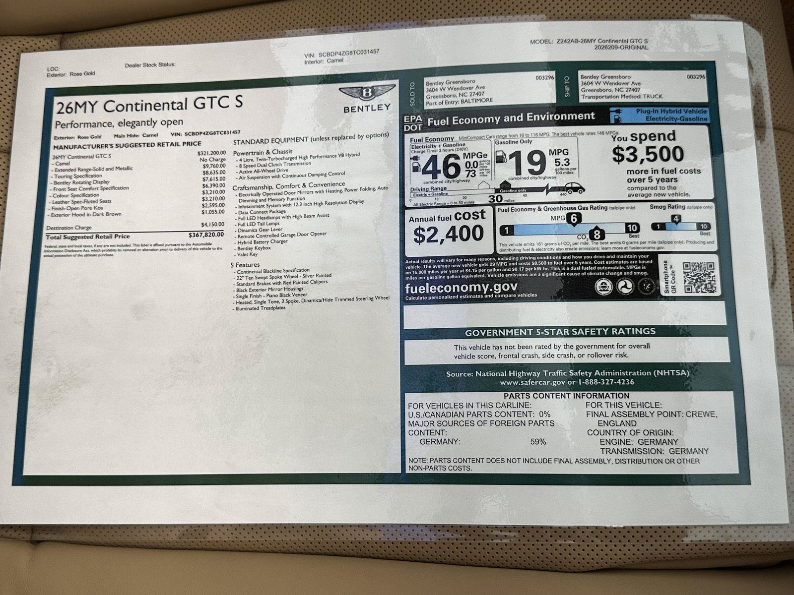 New 2026 Bentley Continental GT S AWD/4WD image 56