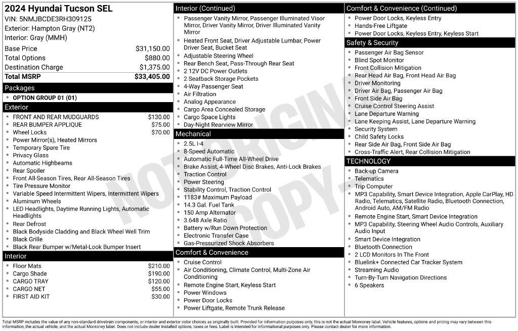 Certified 2024 Hyundai Tucson SEL AWD/4WD image 3