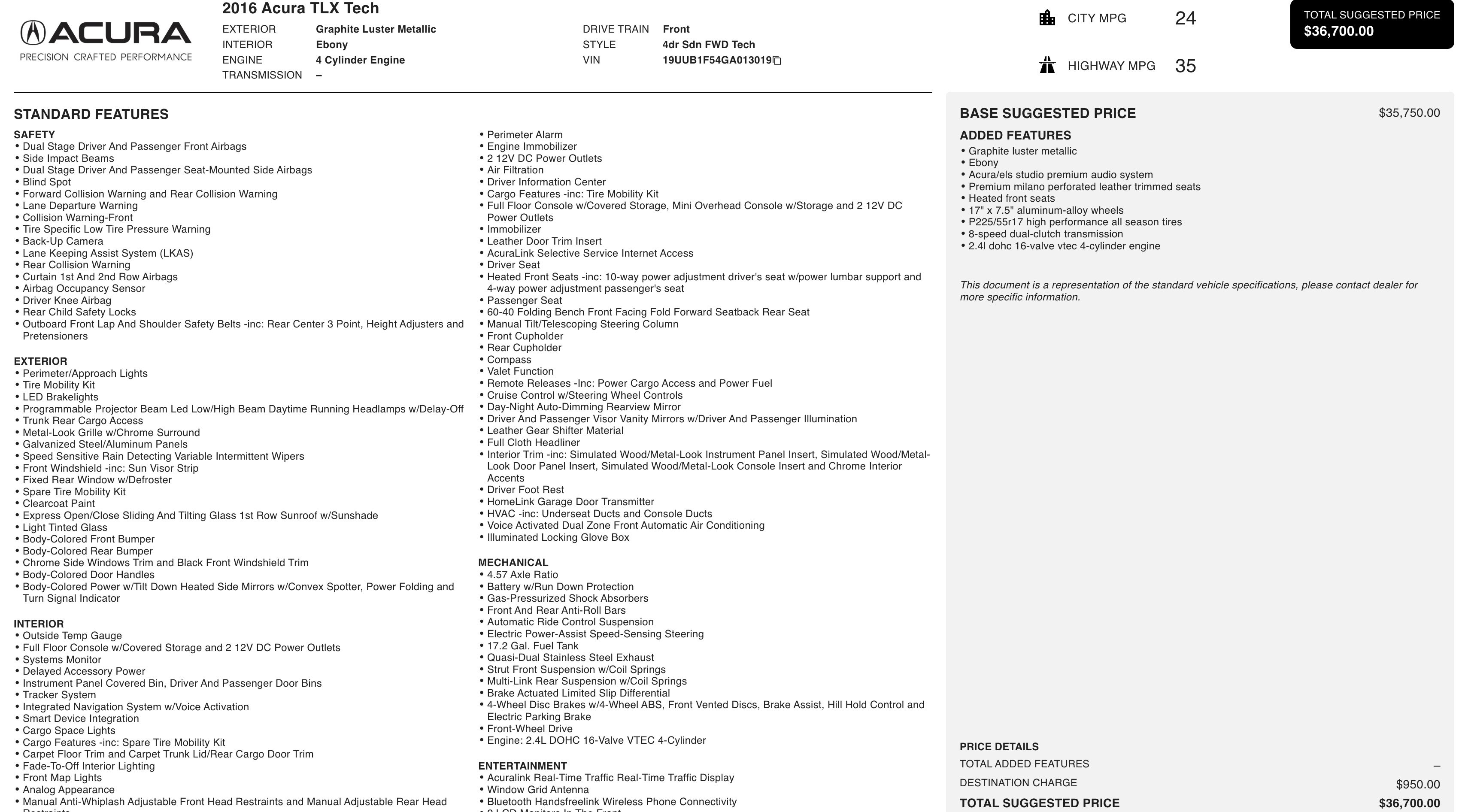 Used 2016 Acura TLX w/ Technology Package image 2