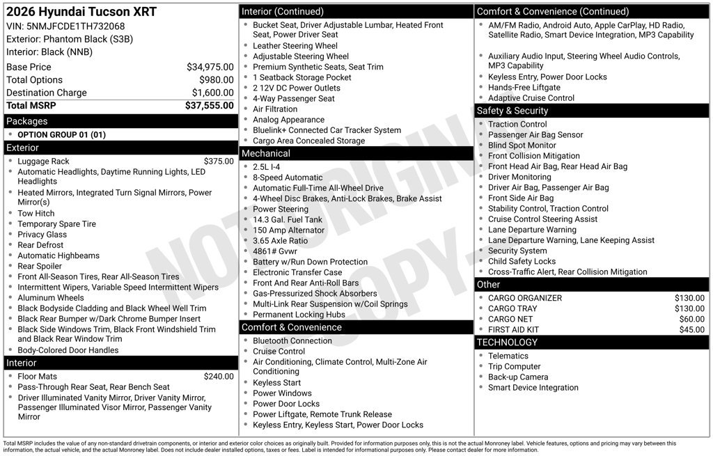 New 2026 Hyundai Tucson XRT AWD/4WD image 3