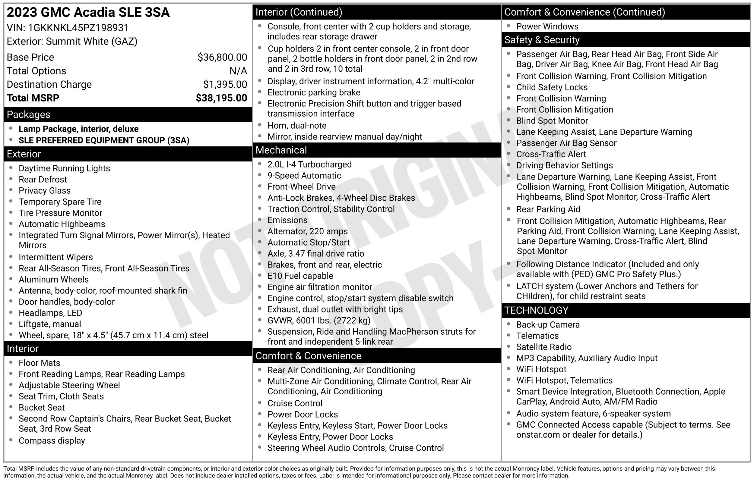 Used 2023 GMC Acadia SLE FWD image 42