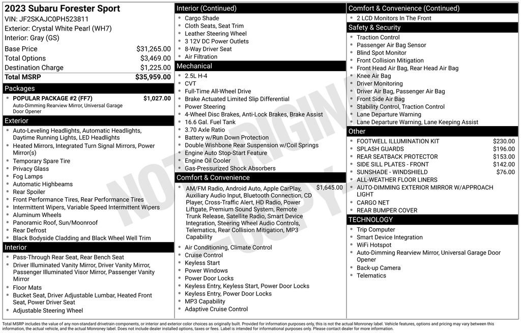 Certified 2023 Subaru Forester Sport w/ Popular Package #2 AWD/4WD image 45