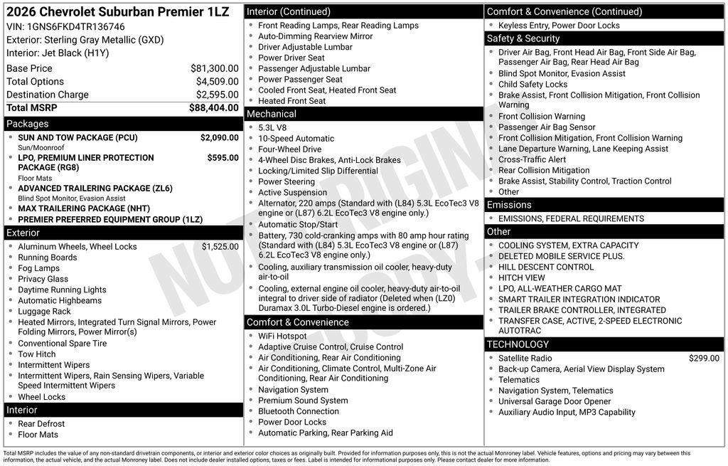 New 2026 Chevrolet Suburban Premier w/ Sun And Tow Package image 10