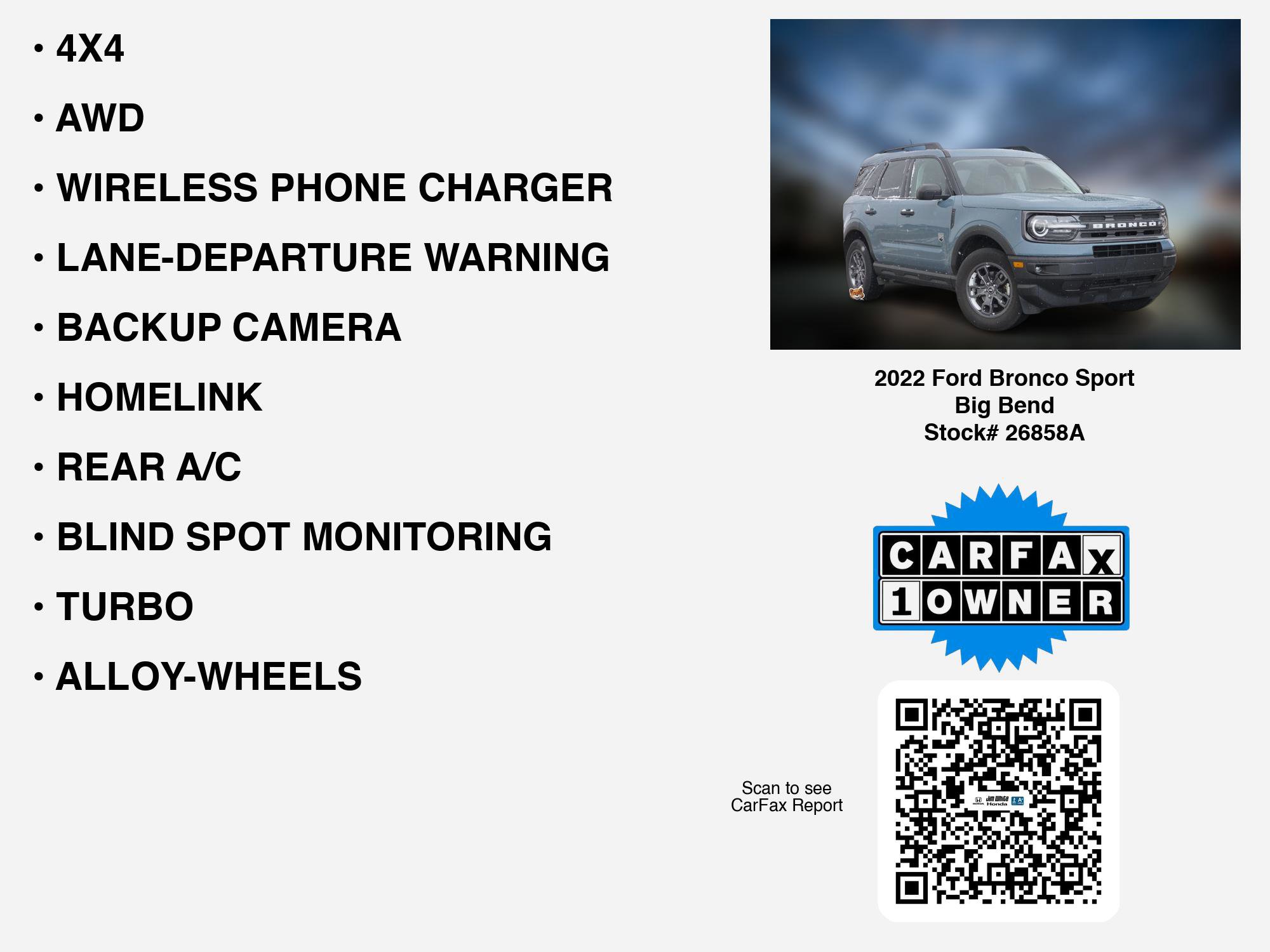 Used 2022 Ford Bronco Sport Big Bend w/ Convenience Package AWD/4WD image 7