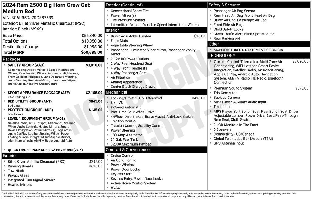 Used 2024 RAM 2500 Big Horn w/ Safety Group