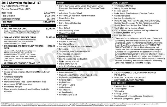 Used 2018 Chevrolet Malibu LT w/ Leather Package image 49