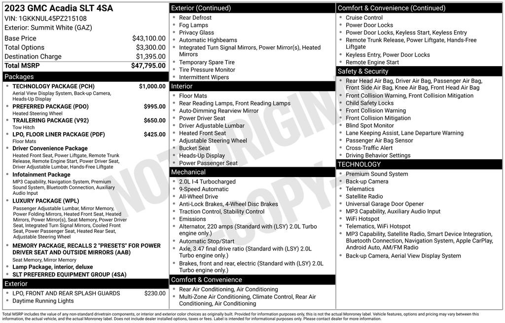 Used 2023 GMC Acadia SLT w/ Technology Package AWD/4WD image 2