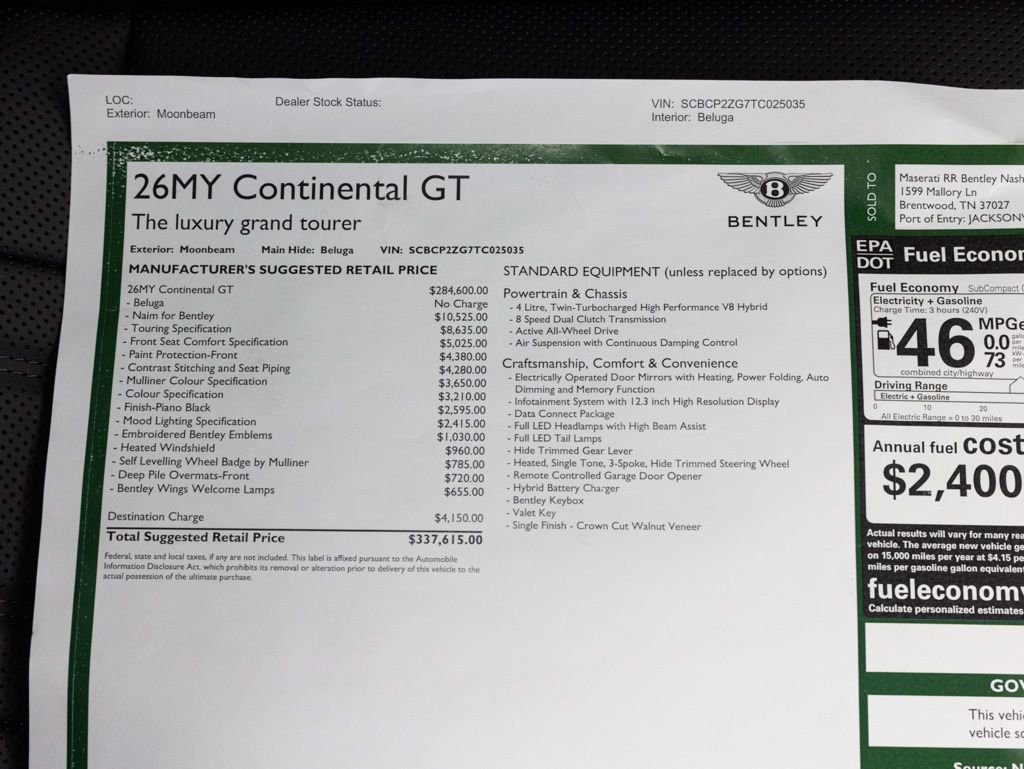 New 2026 Bentley Continental GT AWD/4WD image 45