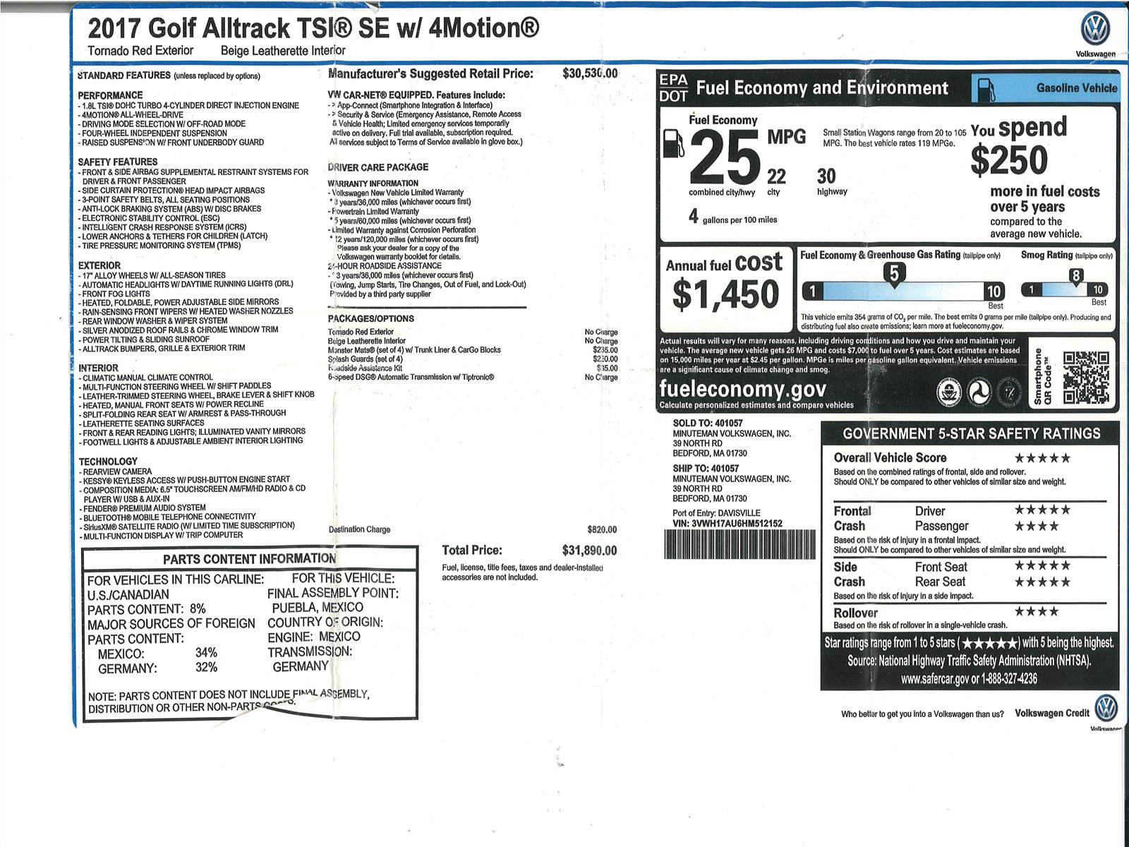 Used 2017 Volkswagen Golf Alltrack SE AWD/4WD image 35