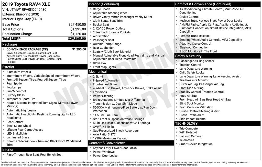 Used 2019 Toyota RAV4 XLE w/ Convenience Package image 42