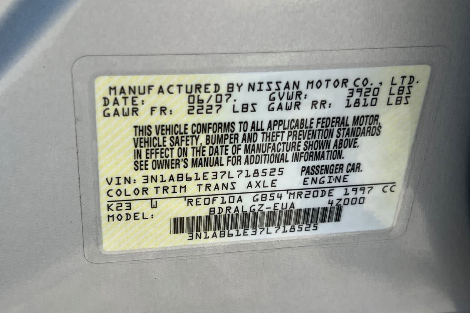 Used 2007 Nissan Sentra 2.0 SL w/ Sunroof Pkg FWD image 30