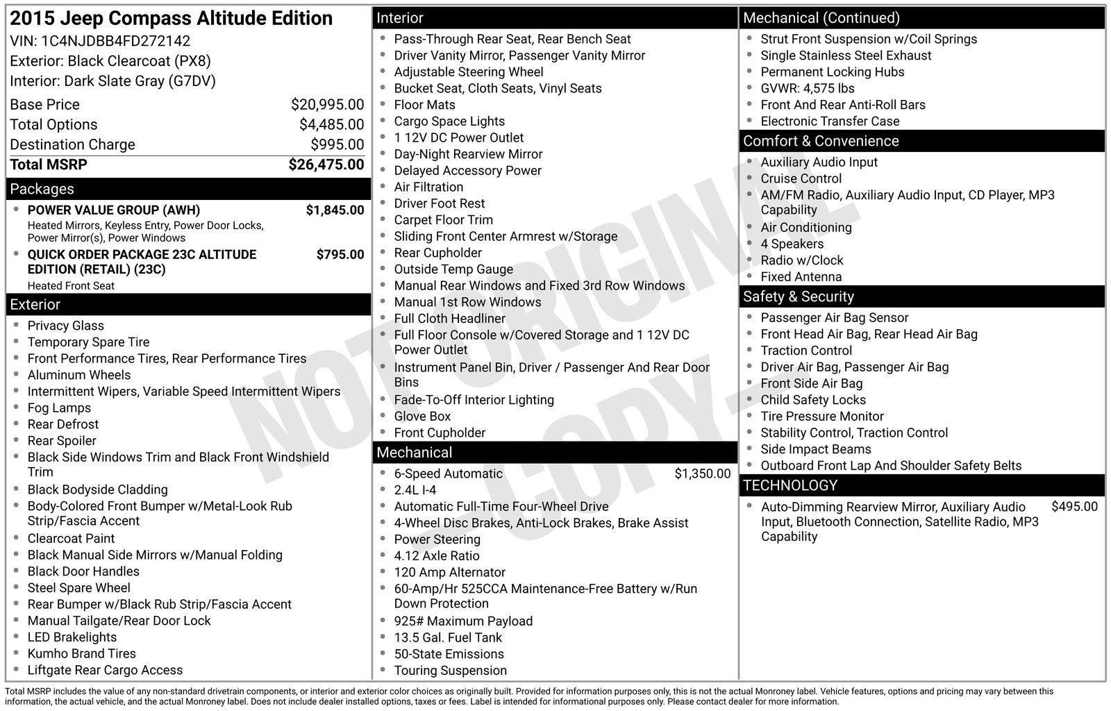 Used 2015 Jeep Compass Sport w/ Power Value Group image 41