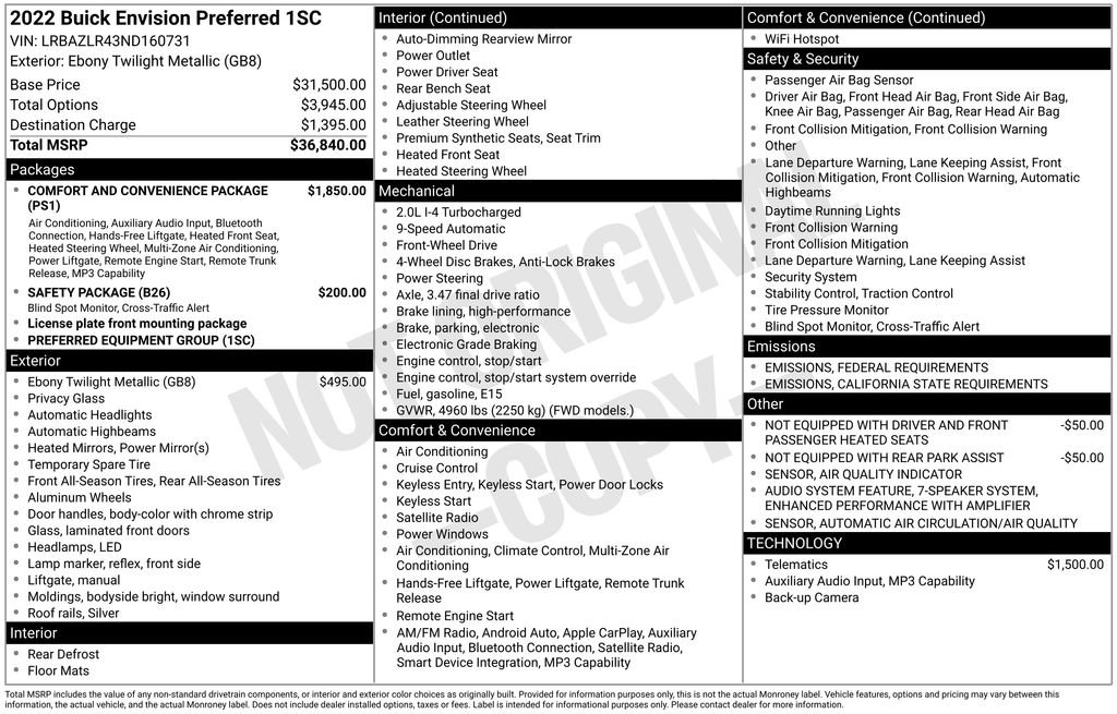 Used 2022 Buick Envision Preferred image 39